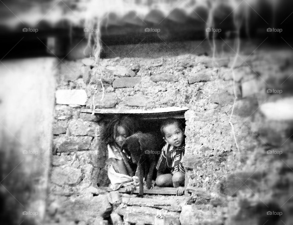 children in window