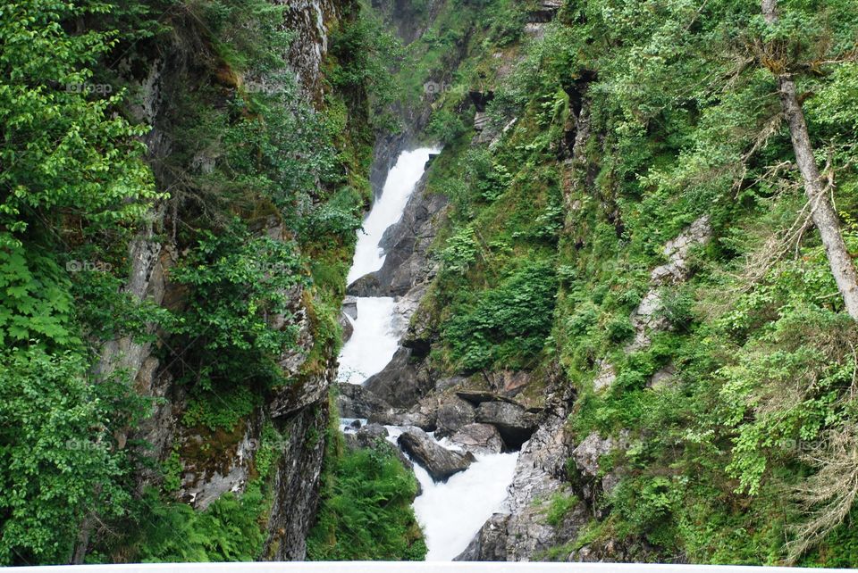 Glacier water river in gorge