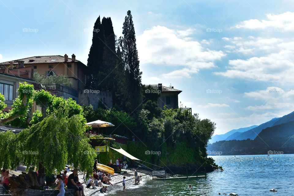 Lakeside beach lake como Italy