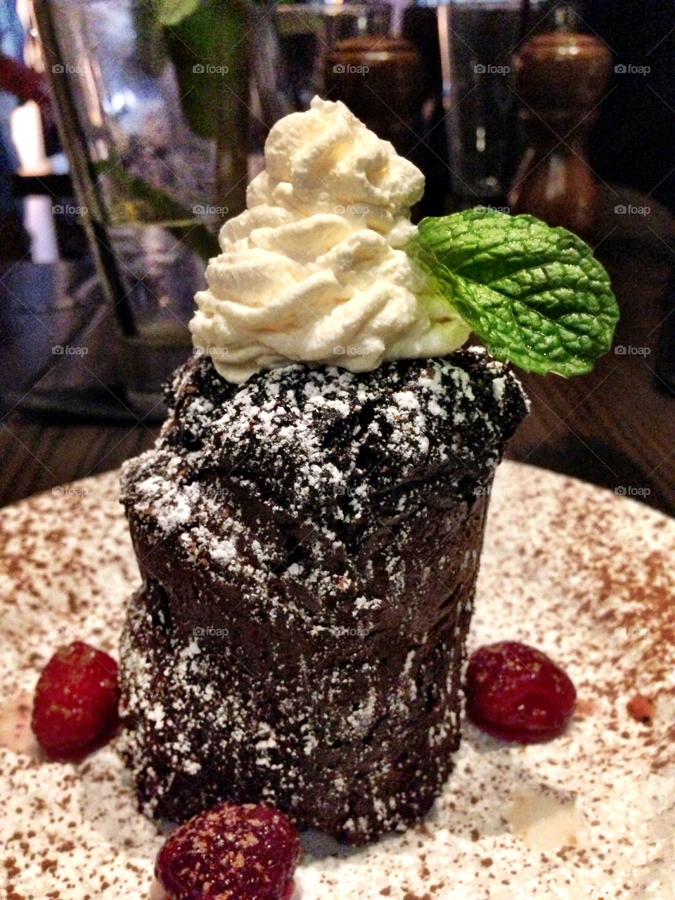 Chocolate cake dessert in restaurant