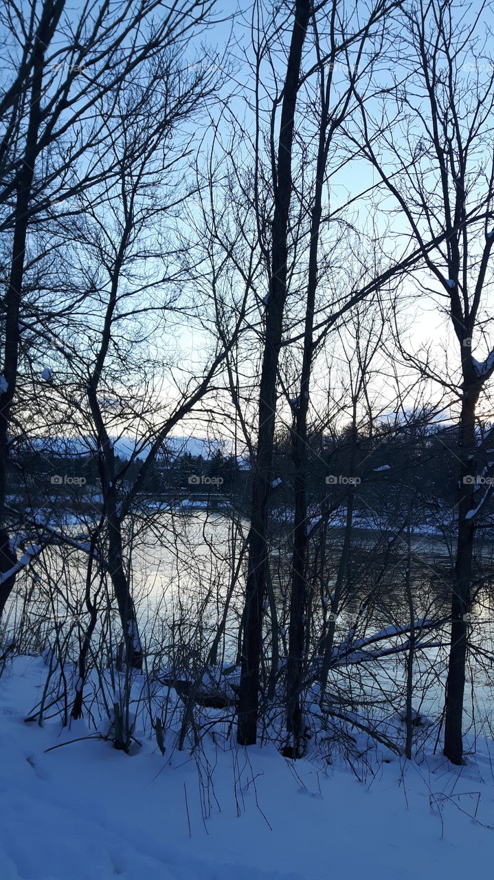 Snowy river view