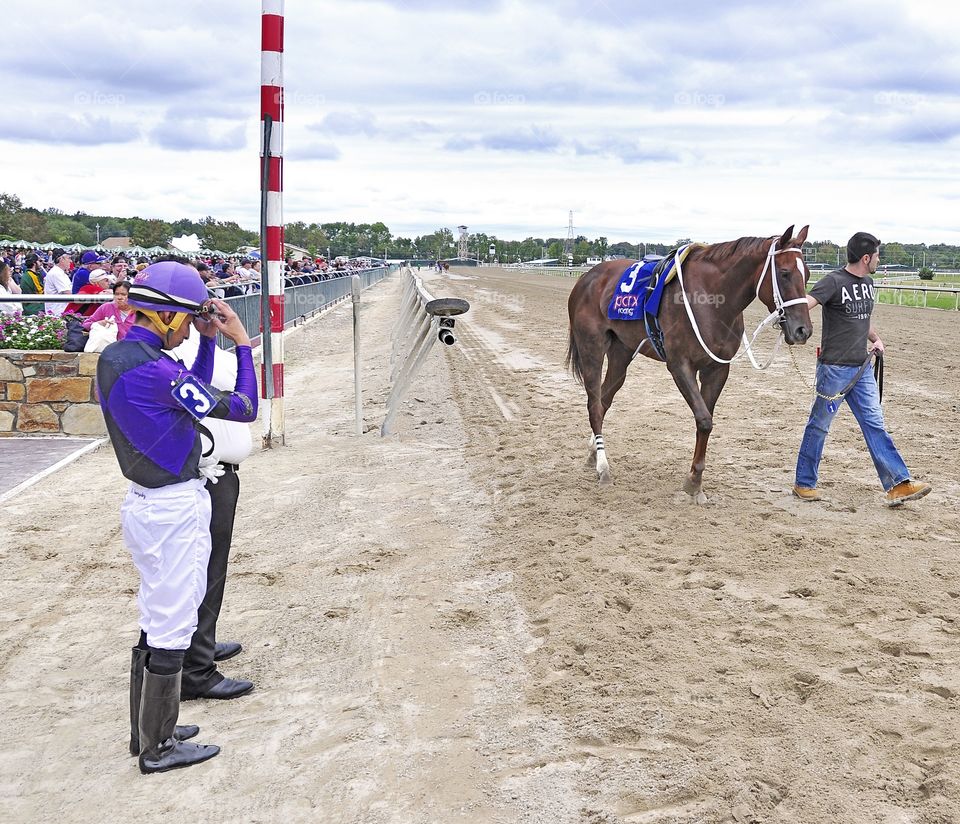 Waiting for the stewards inquiry before declaring the official winner.