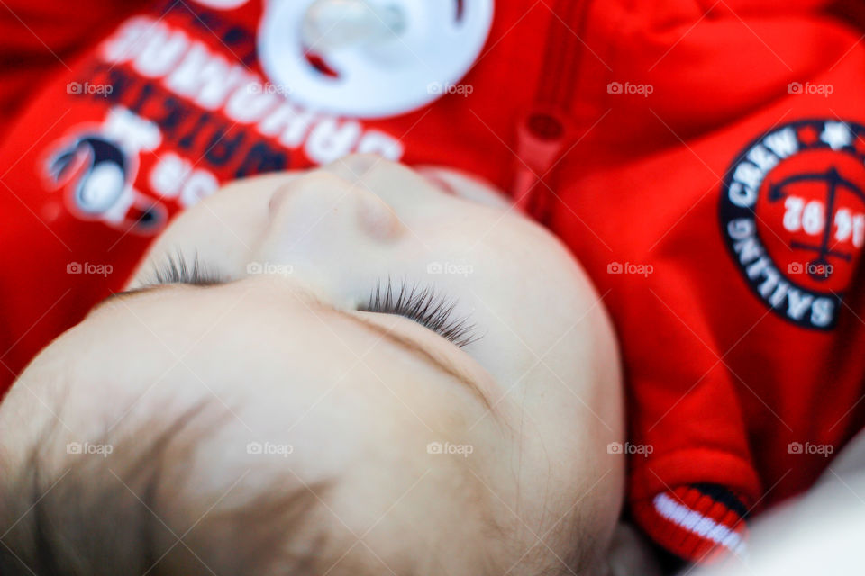 Extreme close-up of a little boy's head