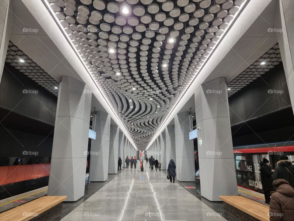 White metro station Vorontsovskaya of the Moscow subway