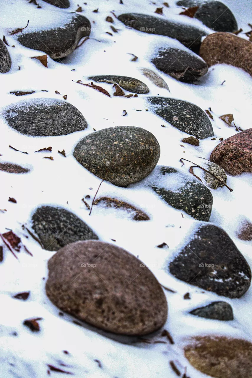 rocks in the snow
