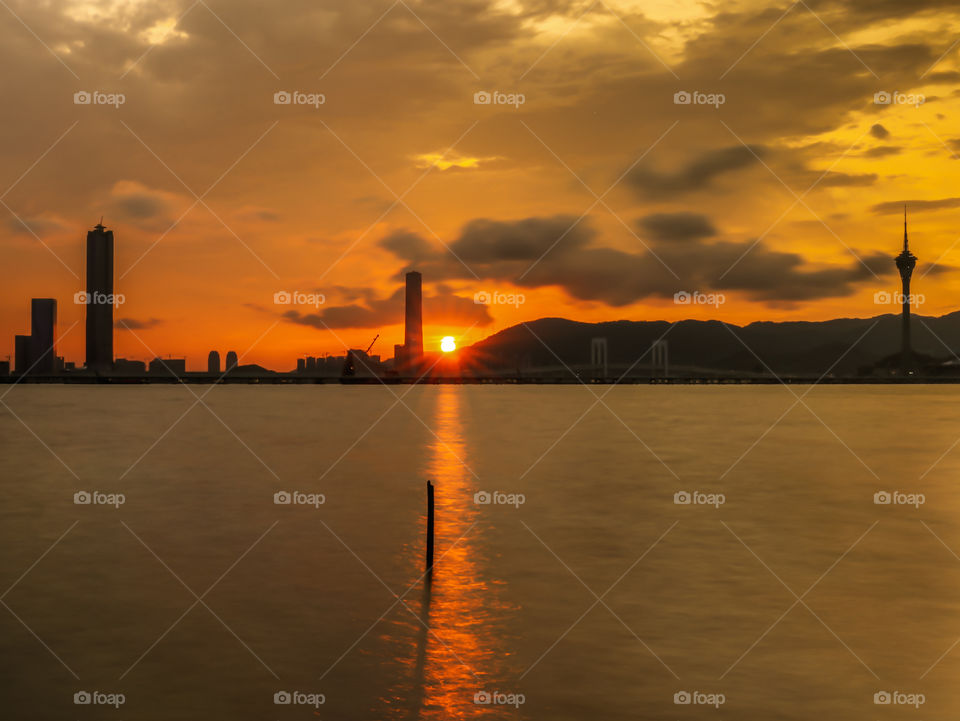 The Silhouetted view of the Peninsula caught at Sunset.