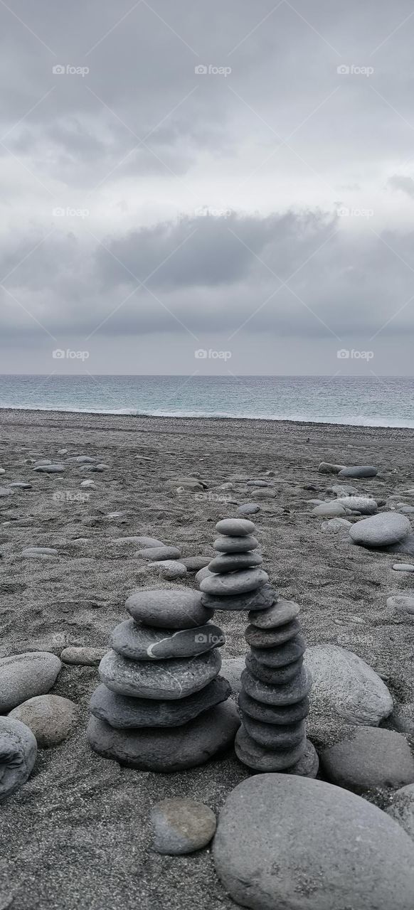 Pile of stones at Taimali Jinlun Beach, Taitung