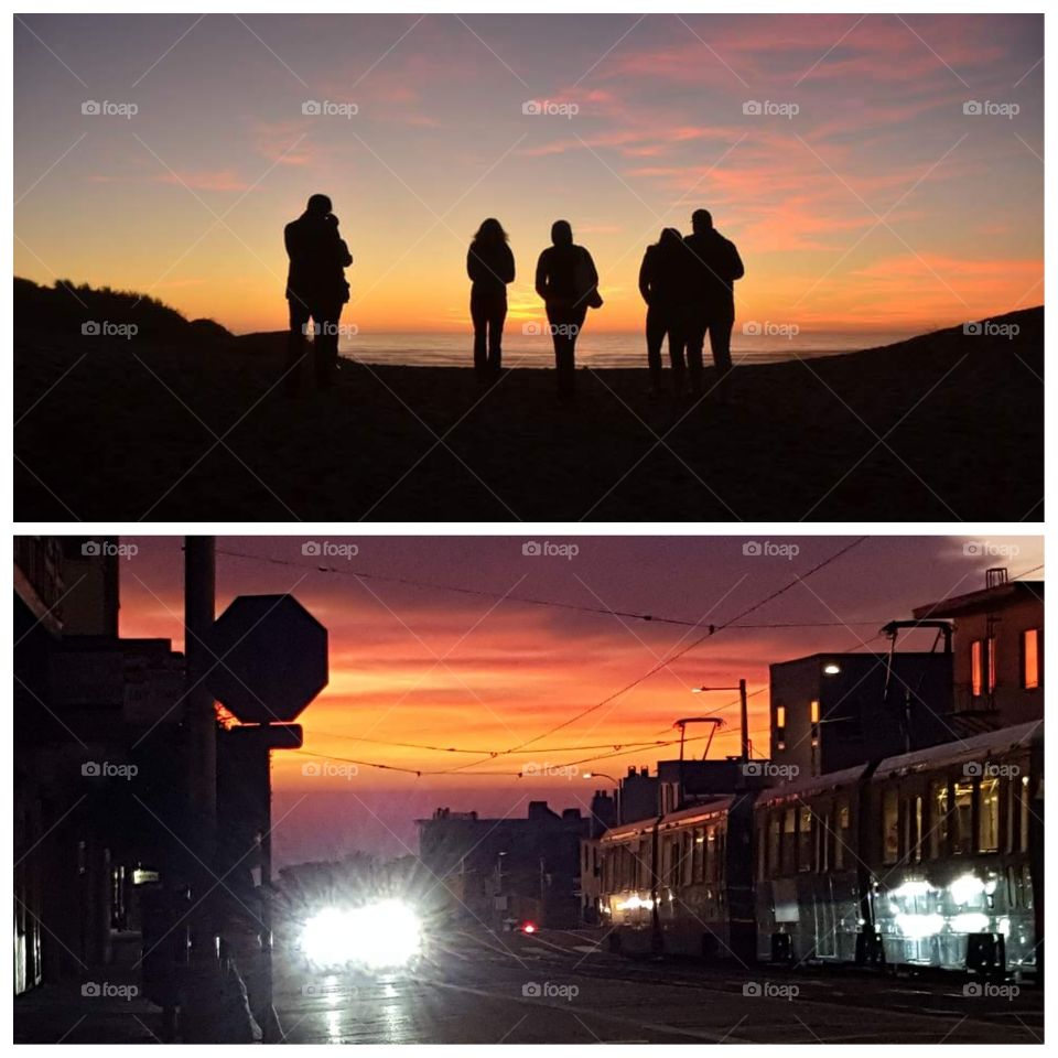 Sunset in the Sunset District of San Francisco