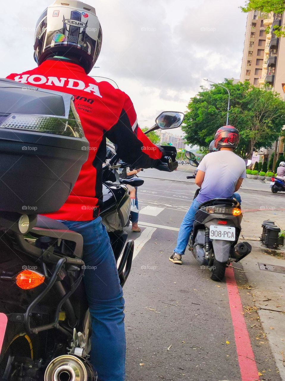 Motorcycle driver on the road