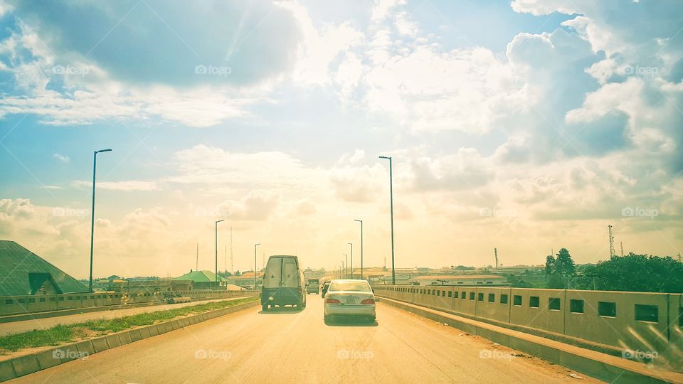 fly over bridge with sky blue