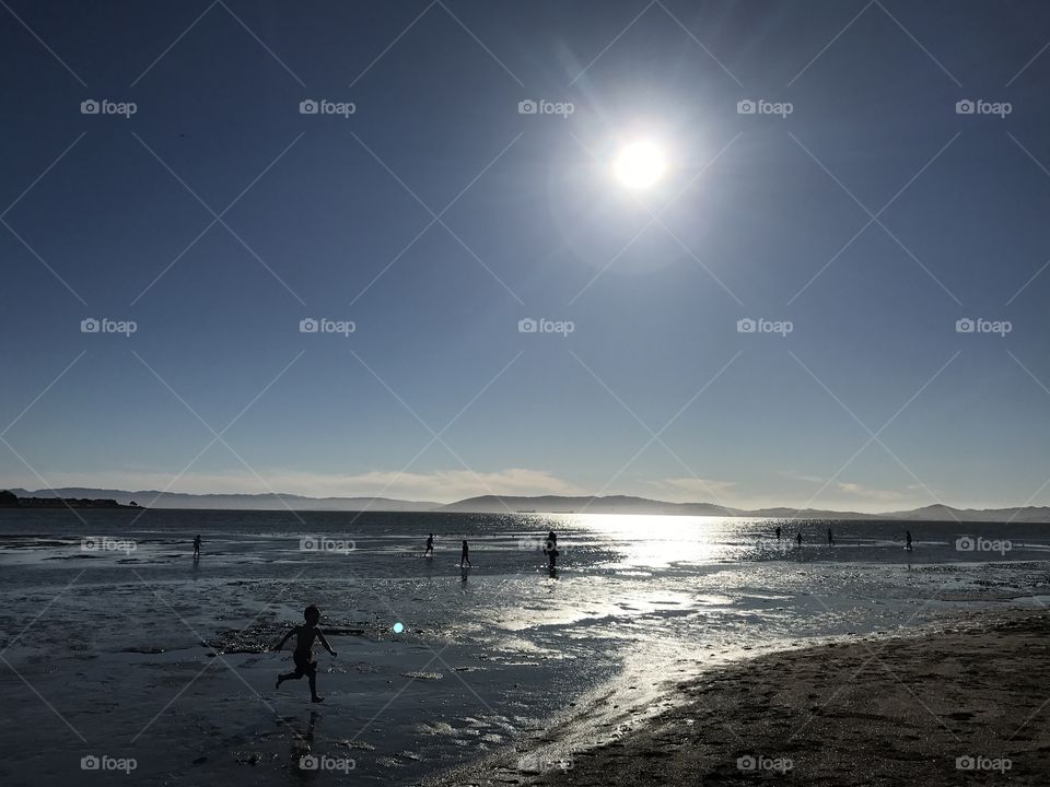 Sun setting on the beach