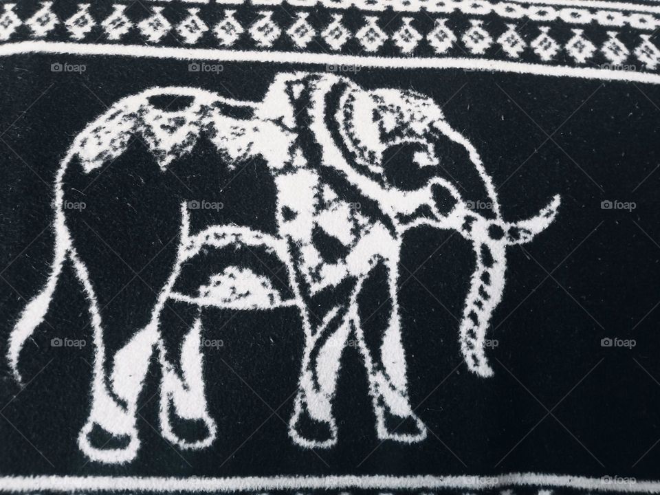 Black and white elephant