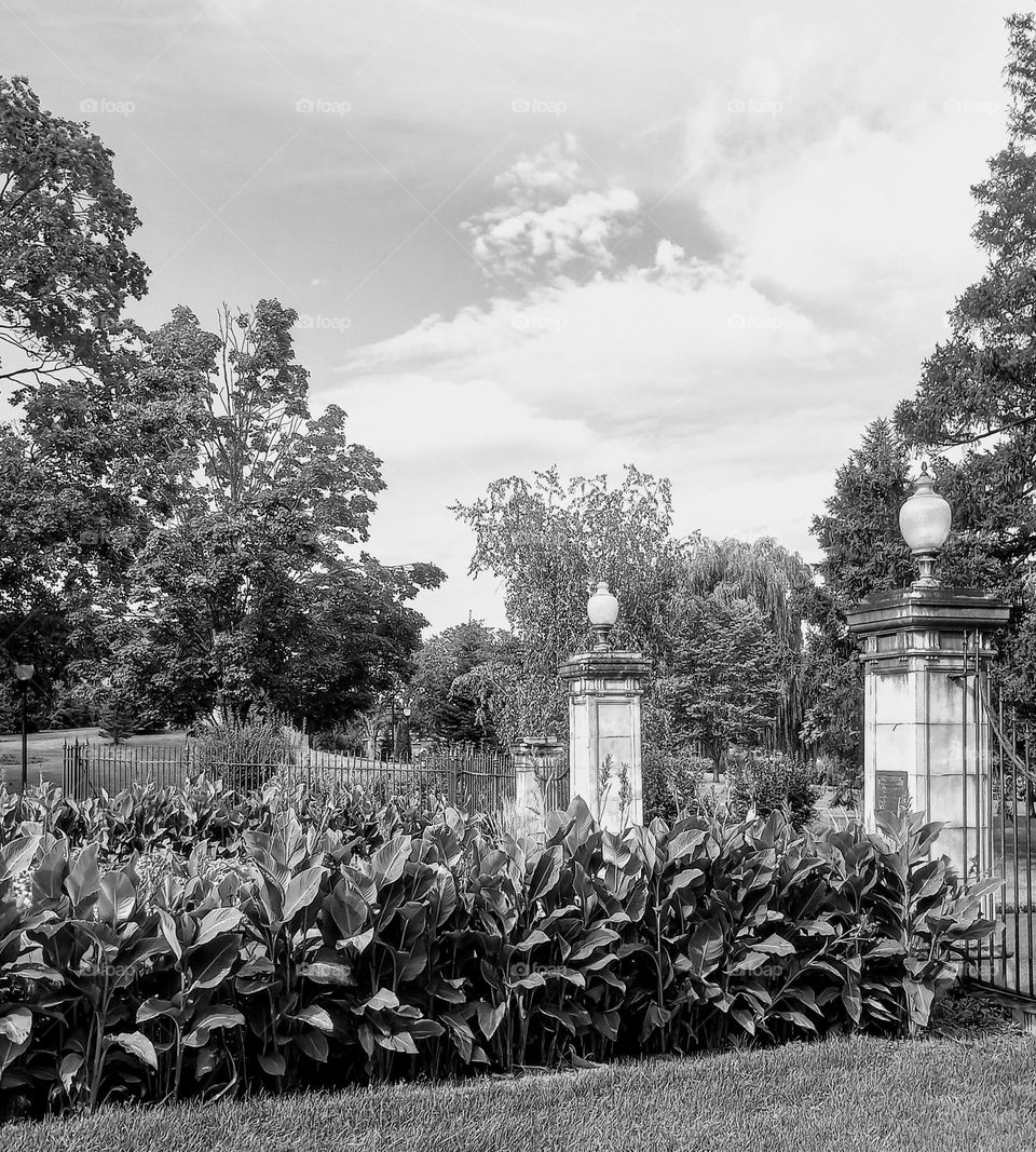 Black and White Entrance to the Park