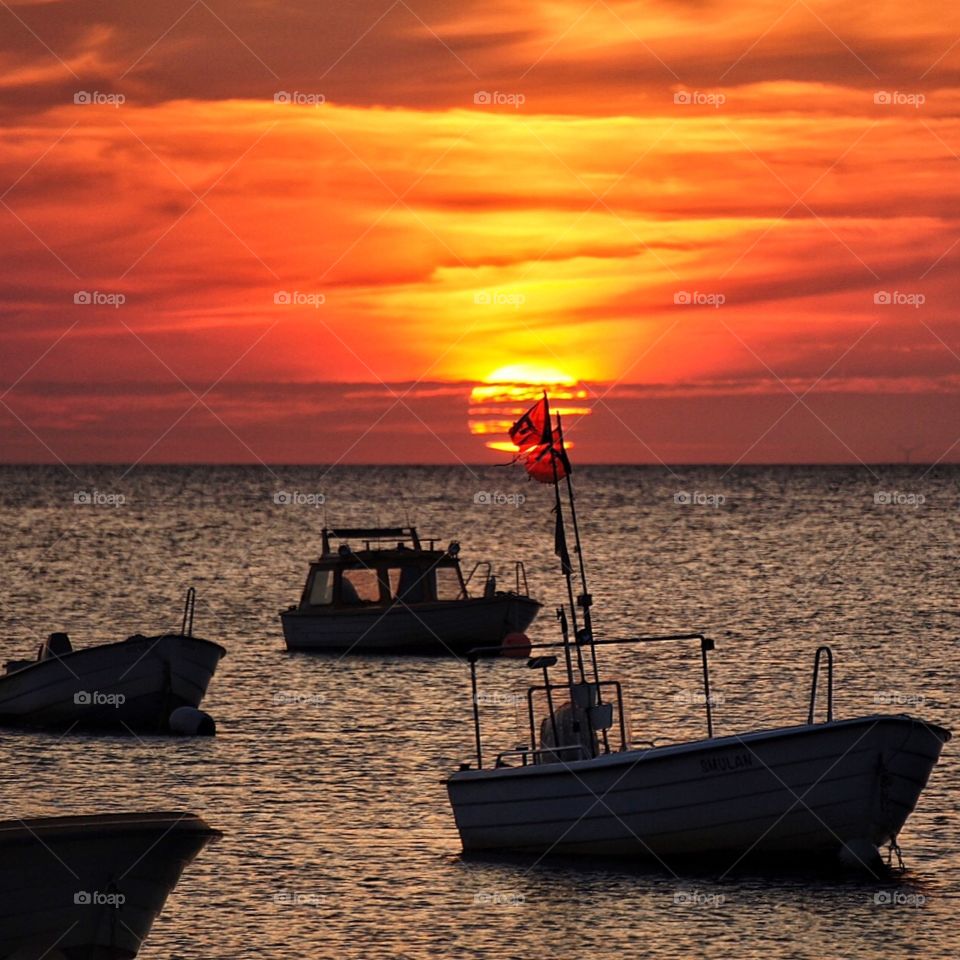 Boats in sunset