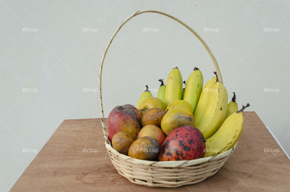 Wicker Basket Of Fruits