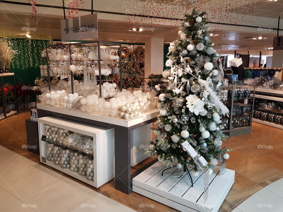 Christmas tree and decorations at Peter Jones Sloane square Chelsea