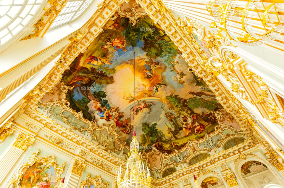 Up view of painting on ceiling 