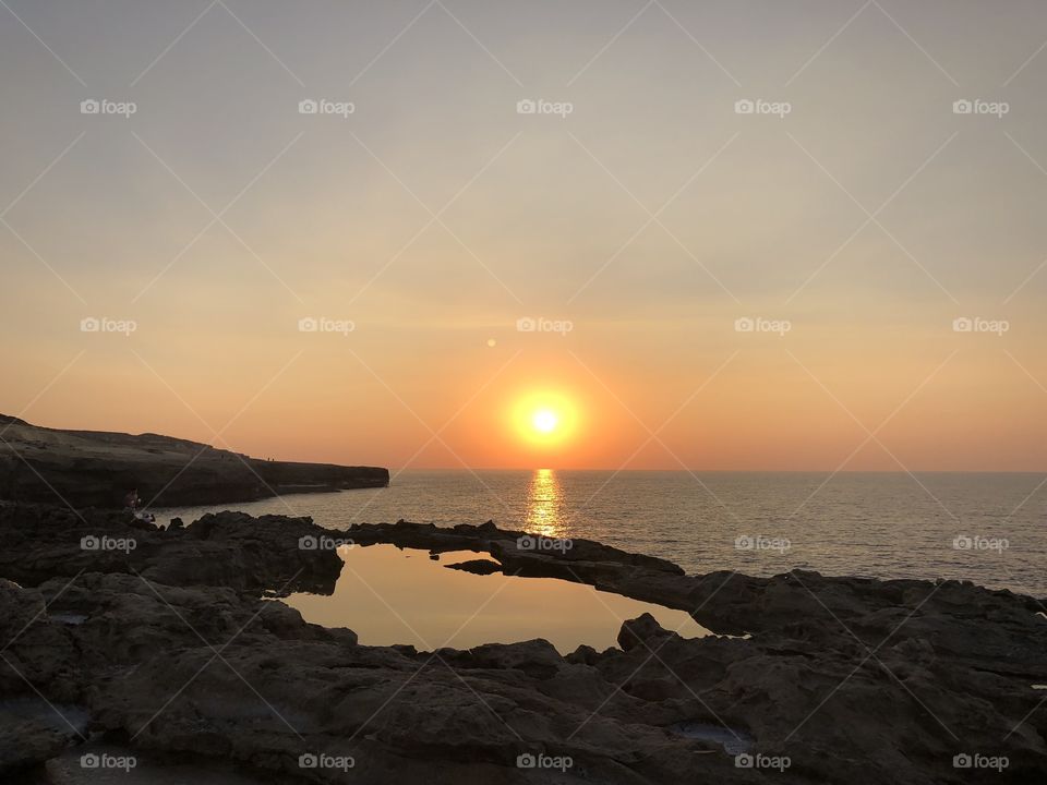 Beautiful sunset in Xwejni Bay, Gozo