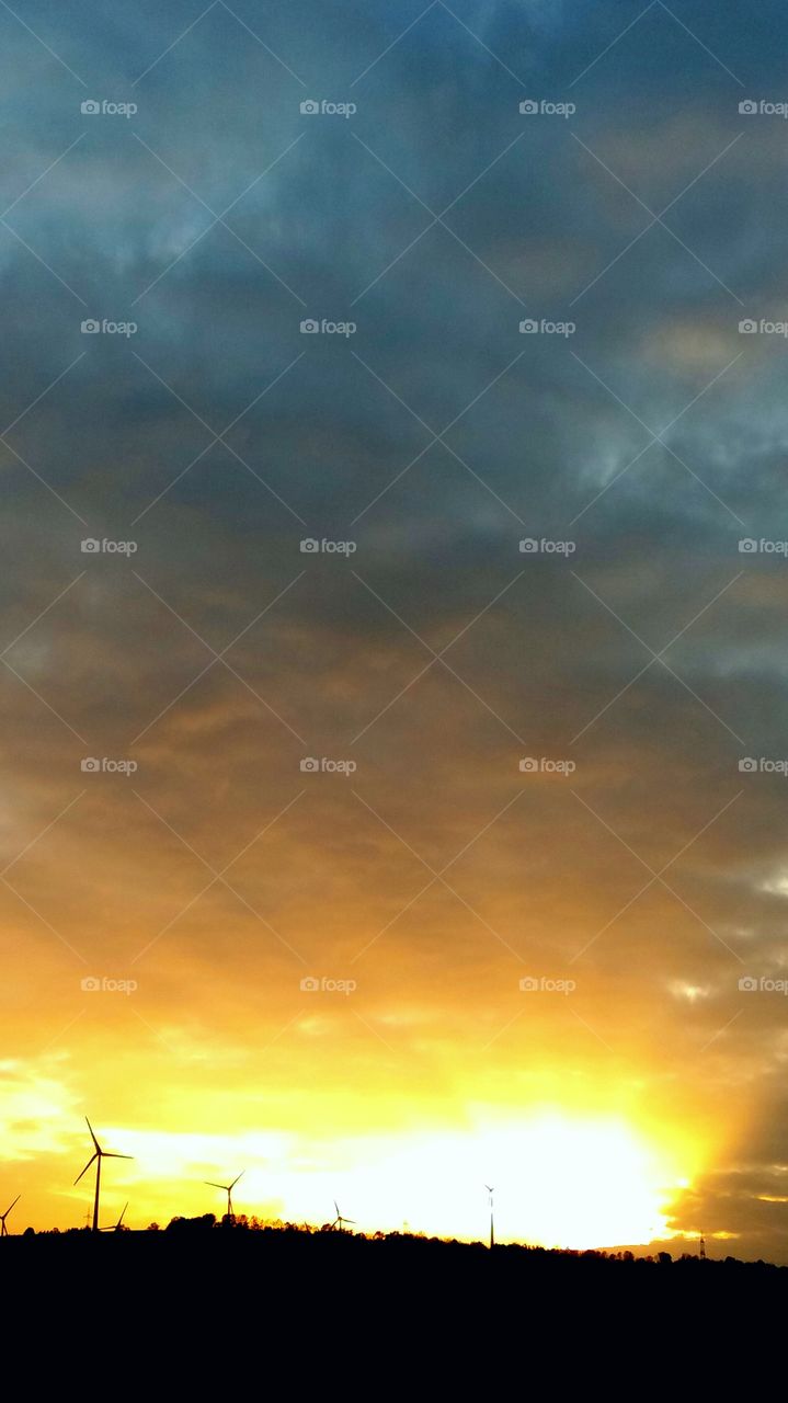 intense sunset in fall