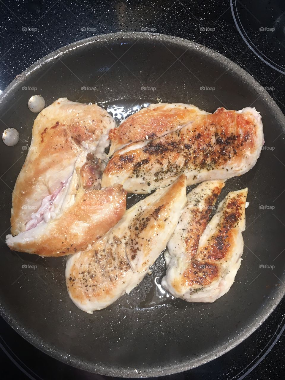 Frying the chicken for a dish 