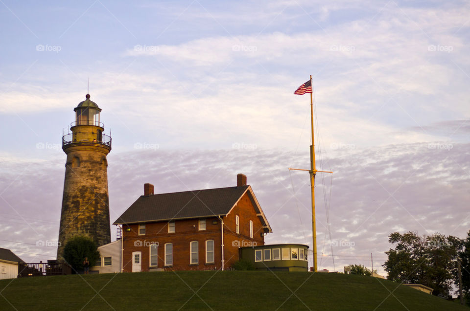the lighthouse at Fairport Harbor, Ohio on Lake Erie