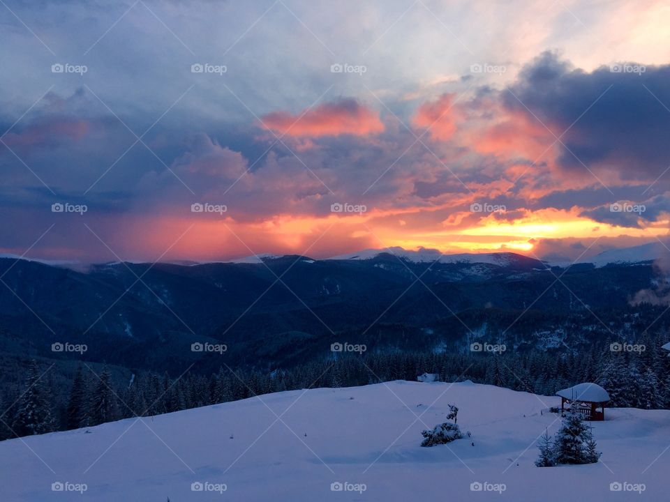 Sunset in winter