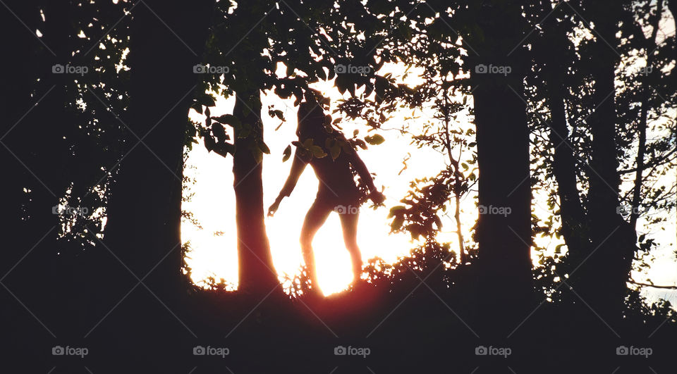 Girl in the woods Silhouette 