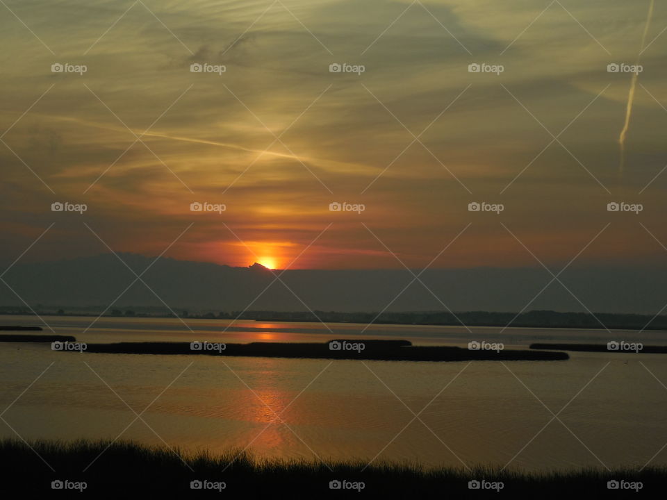 sunrise over the lake in Liepāja, Latvia