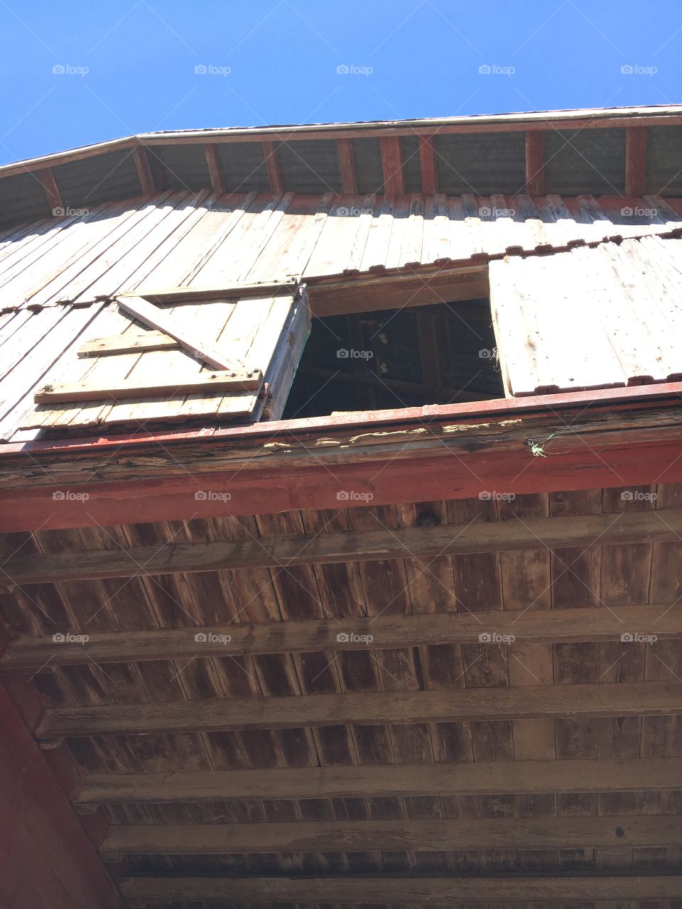 Hay loft view from the ground. 