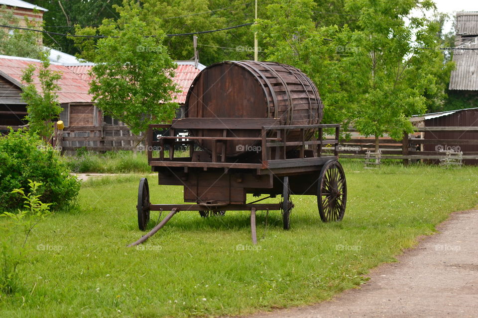 a cart with a barell. Retro