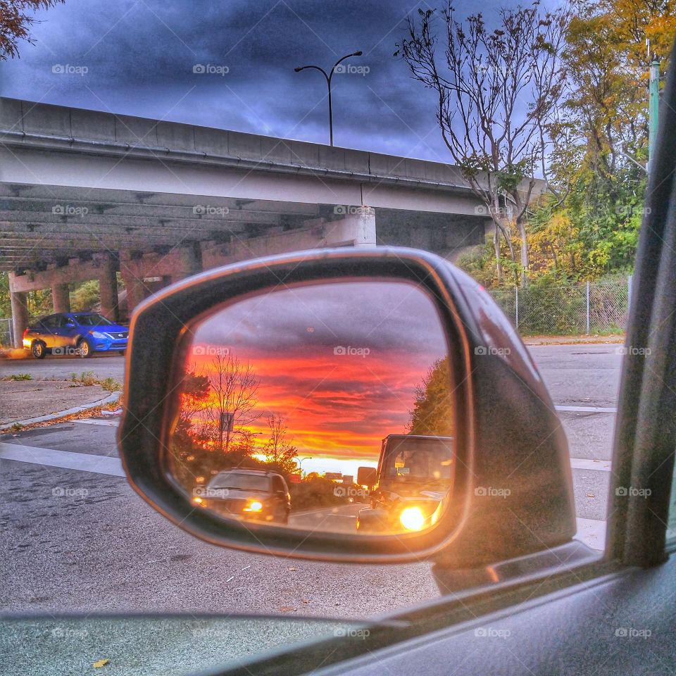 side view mirror sunrise