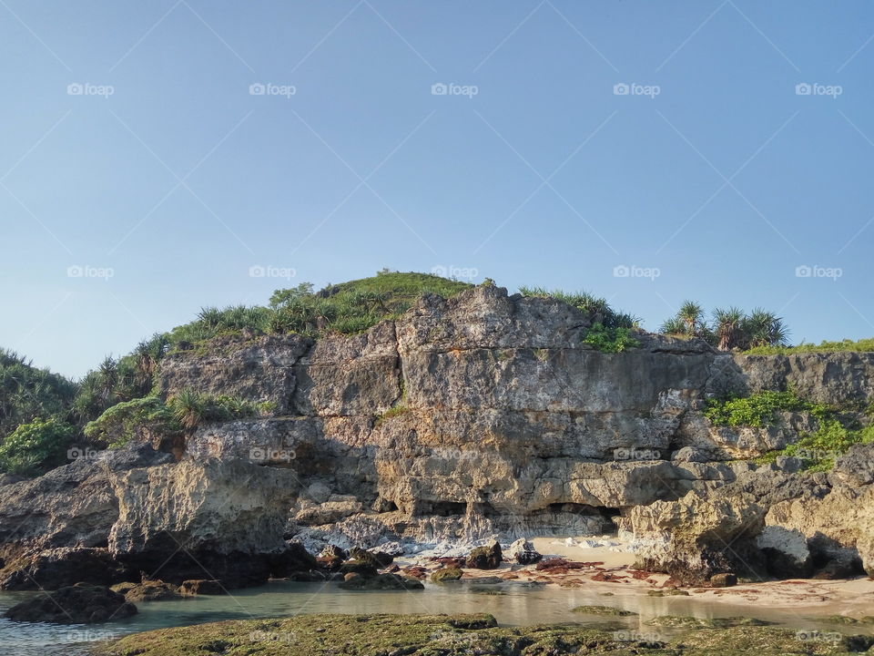 rocky beach in central java