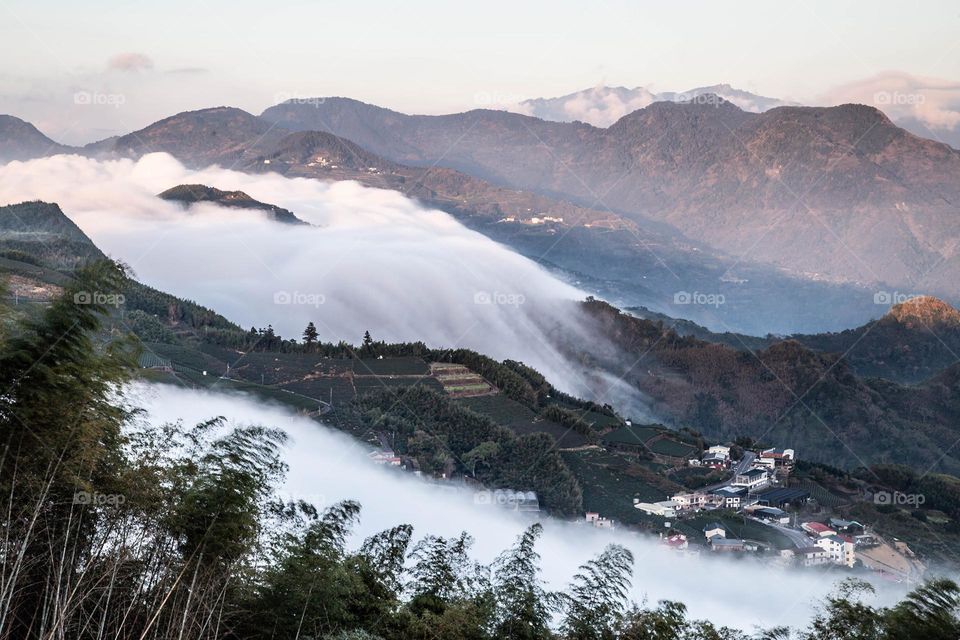 Beautiful mountain and sea of clouds natural landscape