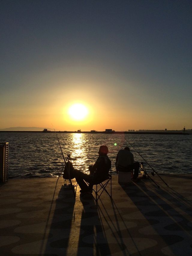 Sunset fisherman