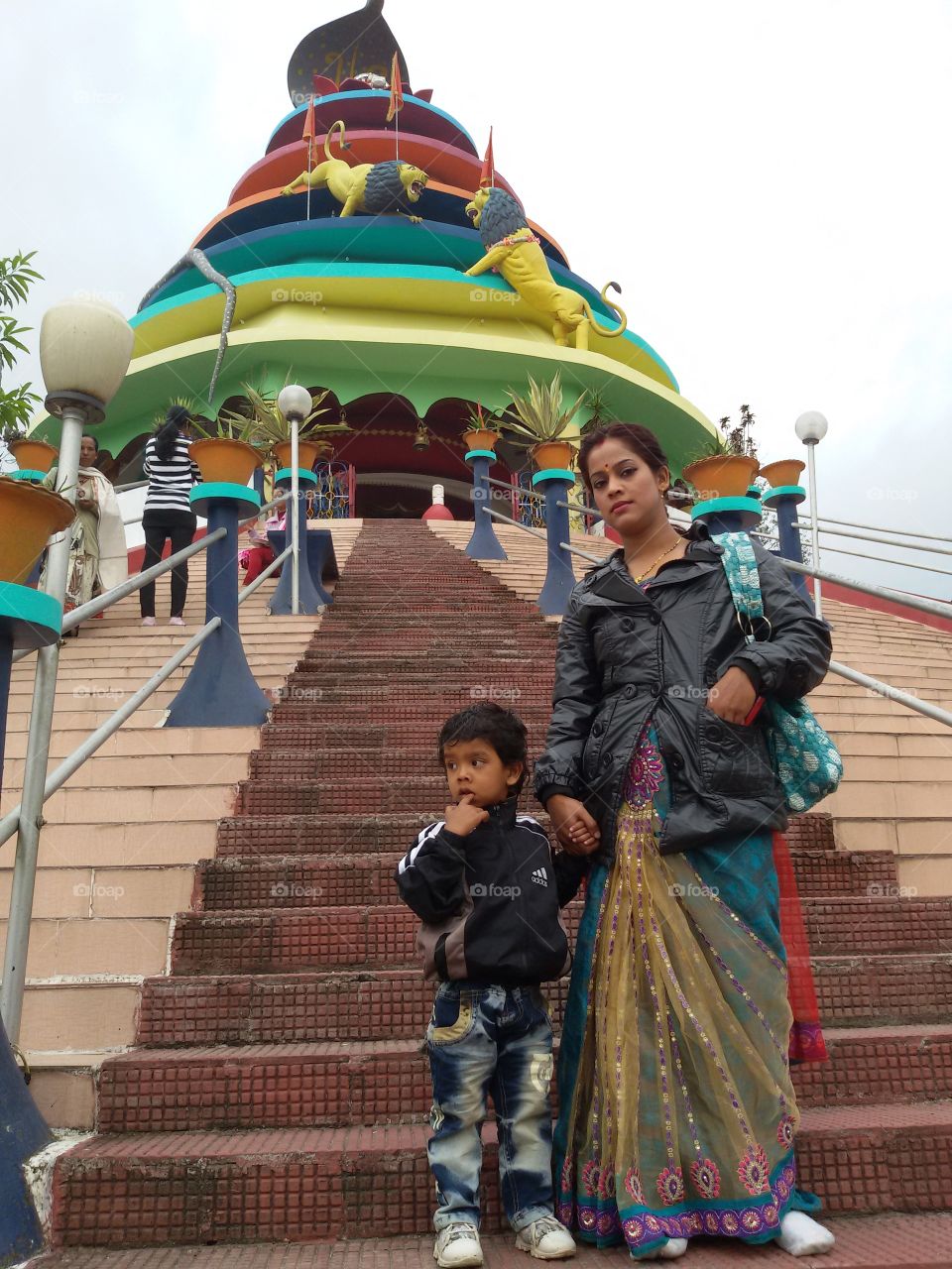 Sunny and mummy at Ganesha Temple