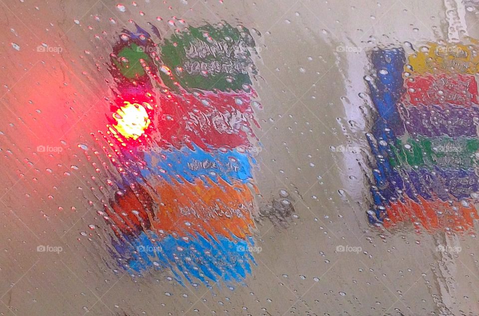 Car wash . Red means stop for your wash 