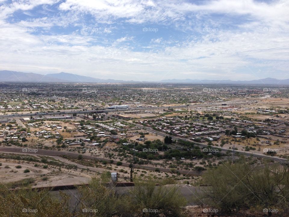Top of "A" mountain Tucson  . The big Arizona university A, park on top of mountain 