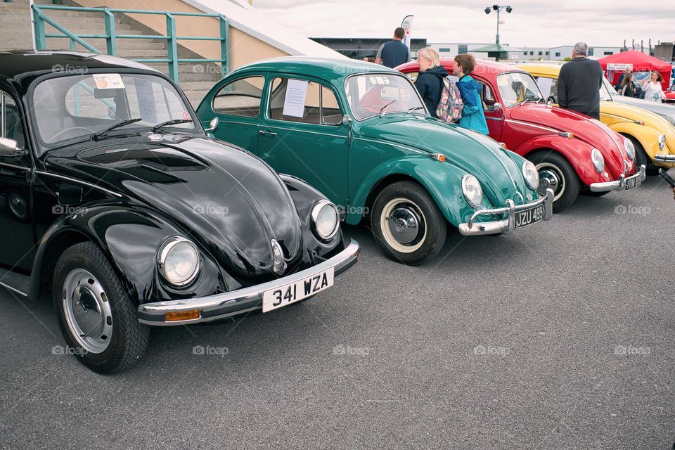 Closeup shot of old timer vintage car volkswagen beetle