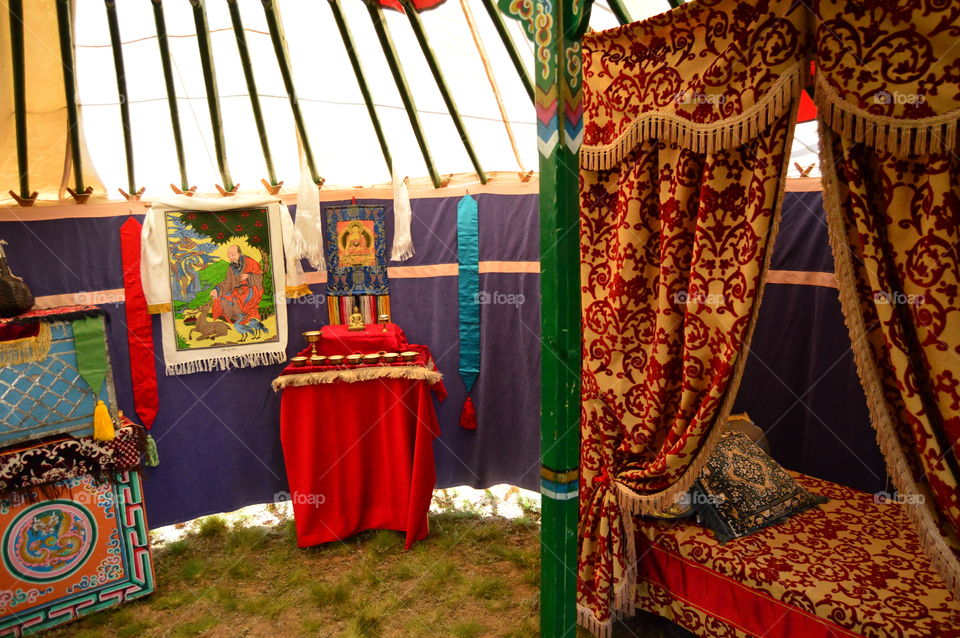 view inside the yurt. history of the people of Kalmykia