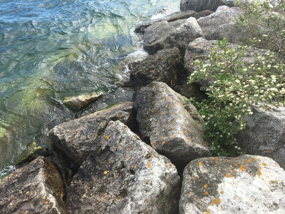Rocks along Lake Huron shoreline 