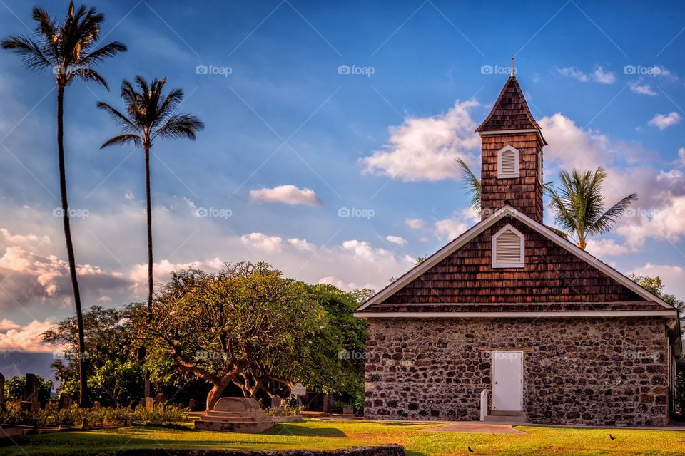 Cemetery and building at day