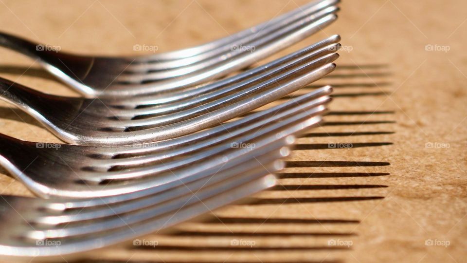 Lined up forks