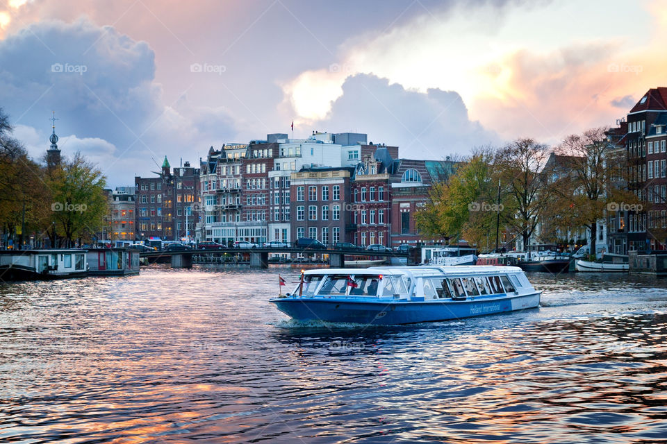 water boat canal dusk by kozjar