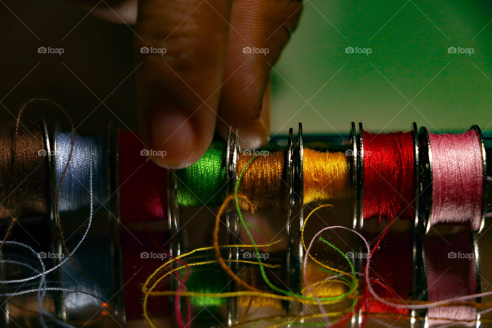 Colorful threads at home