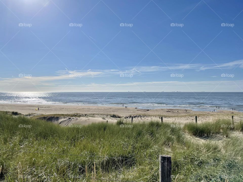 The long Sandy beach at Meyendael, The Netherlands on a beautiful summers day