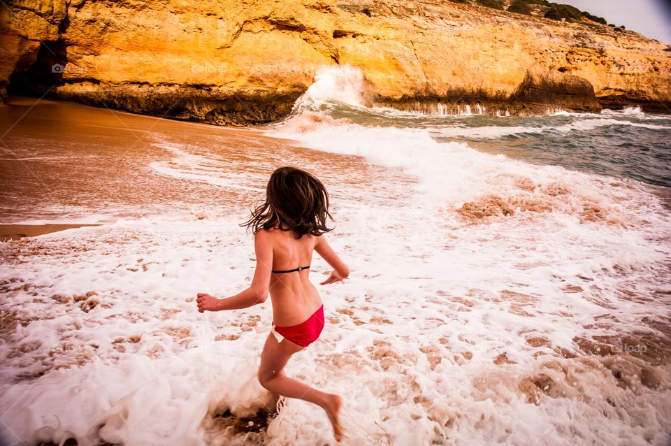Playing in the waves