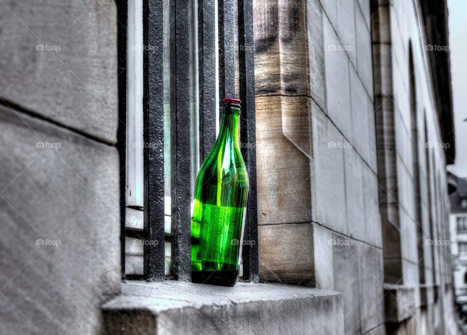 Empty green boutle 