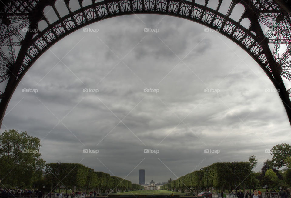 from the bottom of the Eiffel Tower