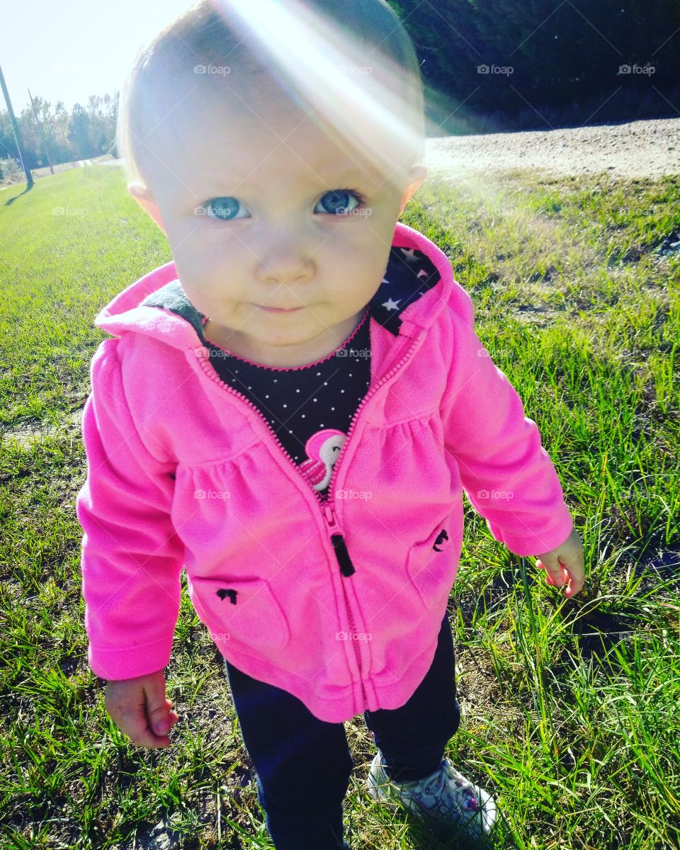 old blue eyes! baby girl enjoying a day out and about!