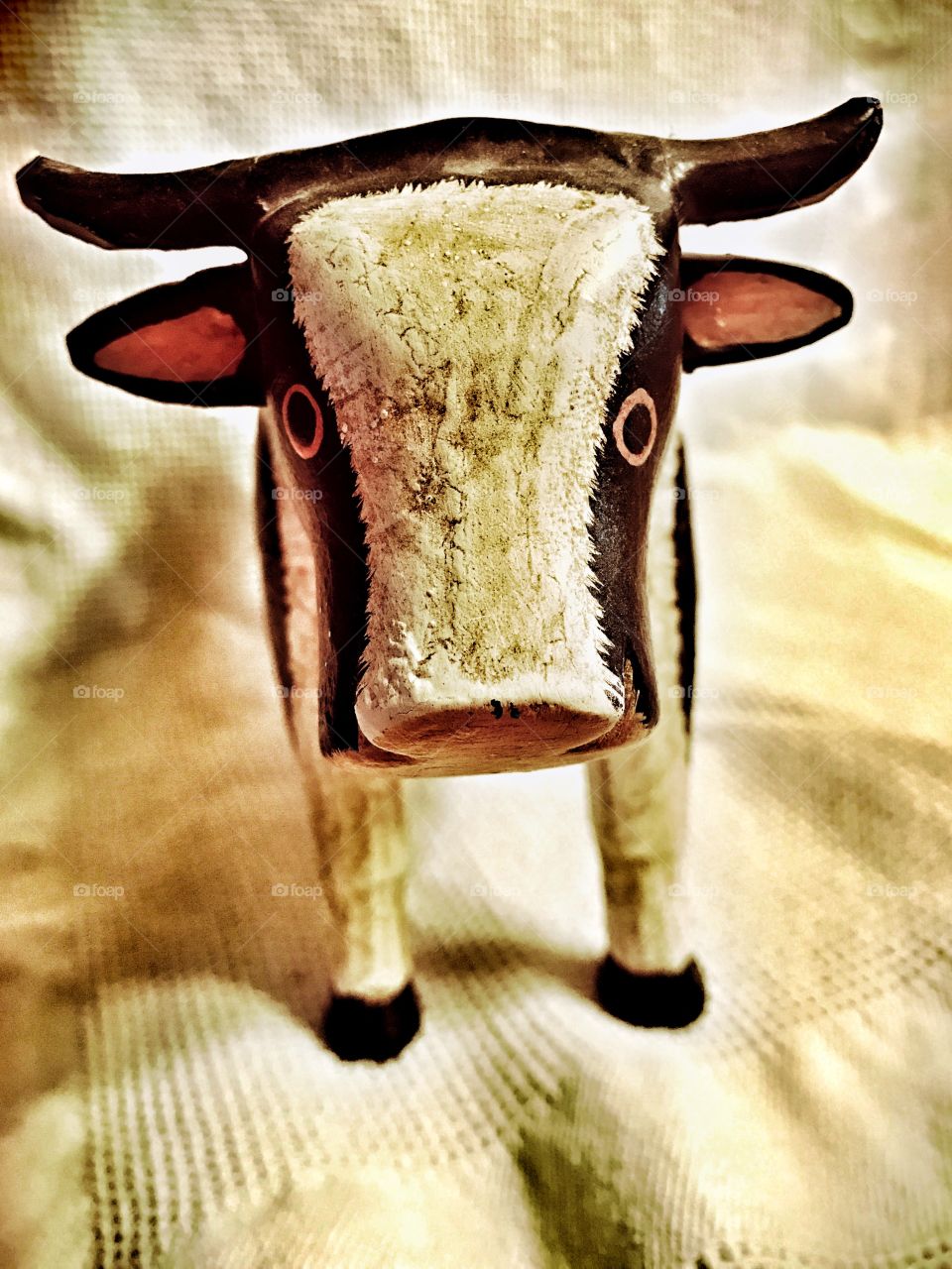 Folk Art Wooden Cow